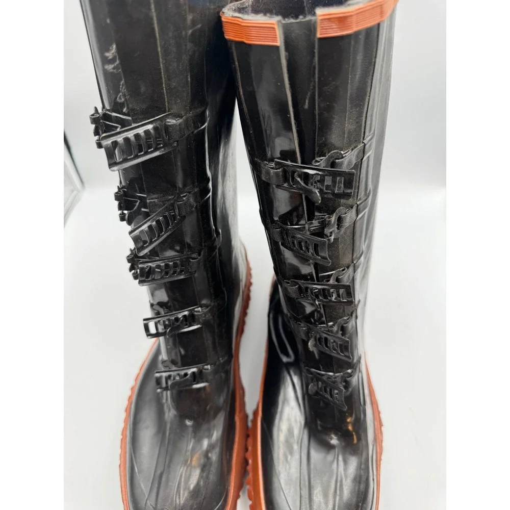 Ironwear Mens 5-Buckle Rubber Overboots‎ Black Orange Waterproof Boots Size 11